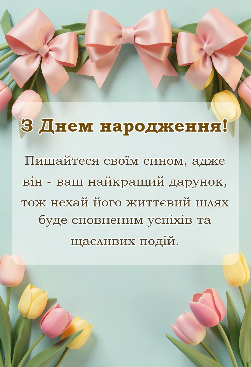 листівка з побажанням - вітання батькам з днем народження сина