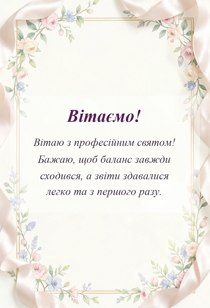 красива листівка: привітання з днем бухгалтера