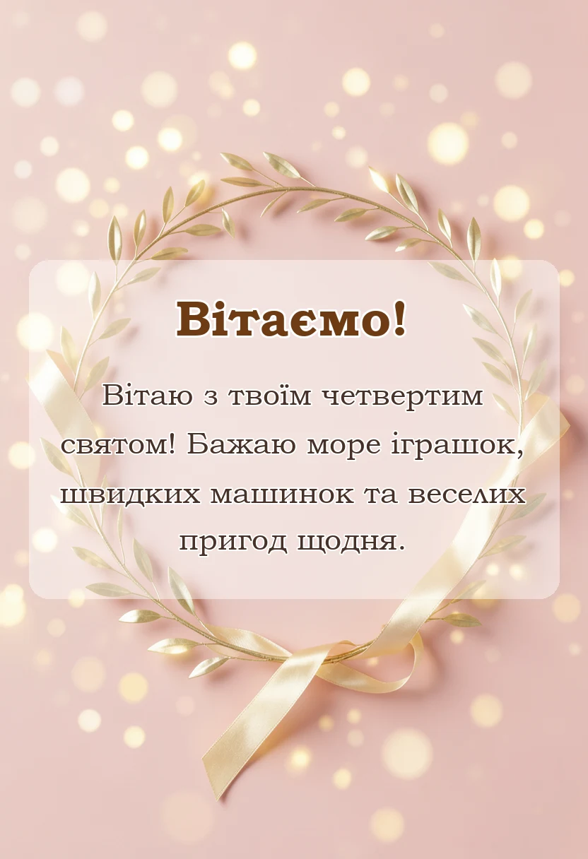 унікальна листівка - привітання з днем народження 4 роки хлопчику