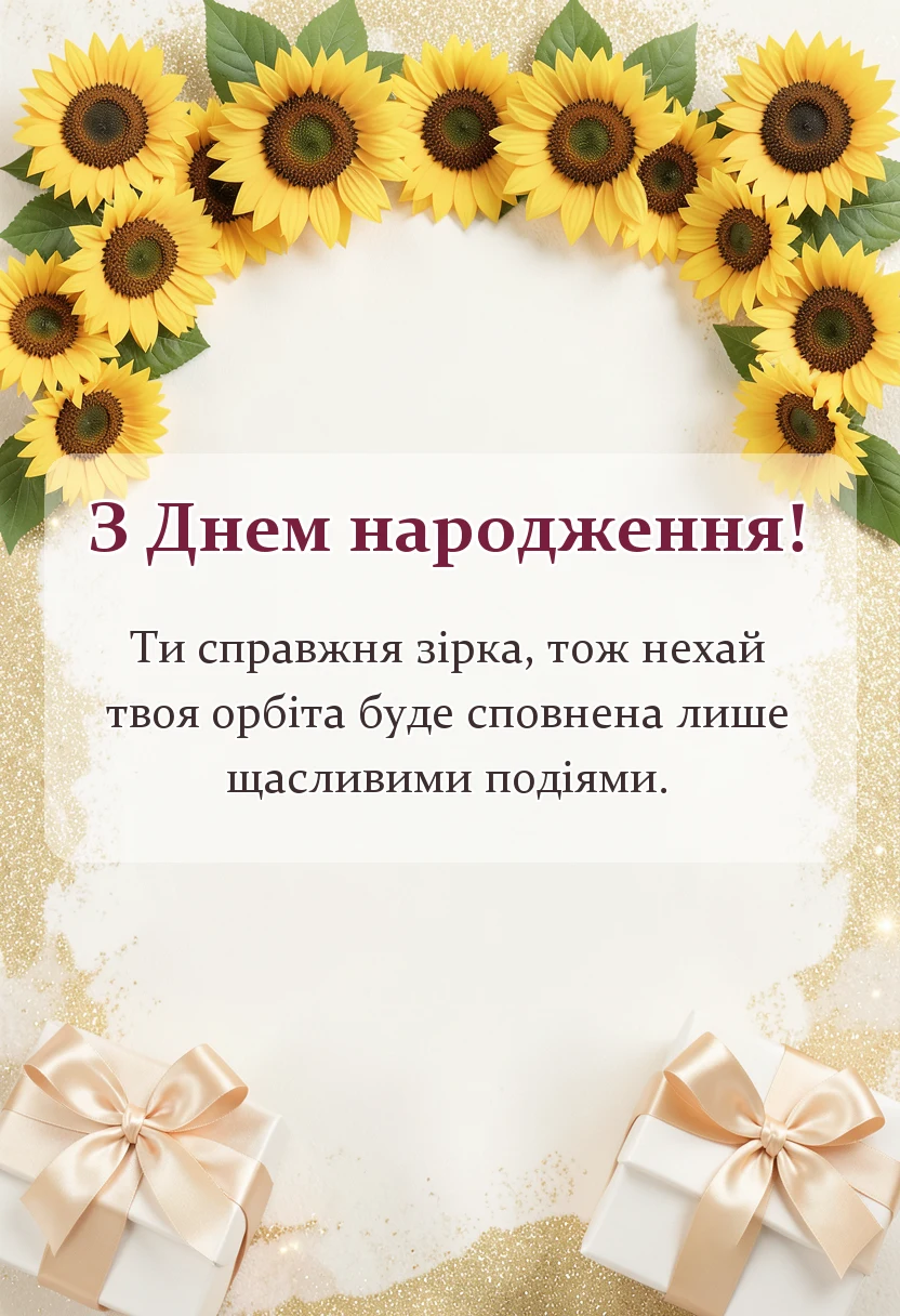 унікальна листівка - привітання з днем народження зірочці