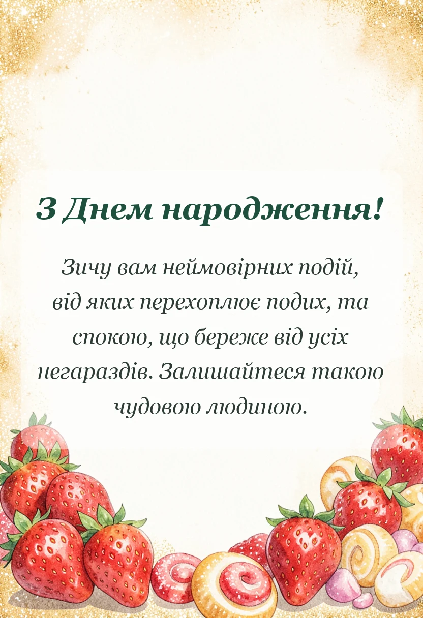 вітальна листівка - привітання з днем народження красиві слова