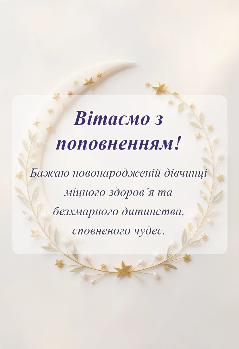красива листівка: привітання з народженням дівчинки найкращі побажання