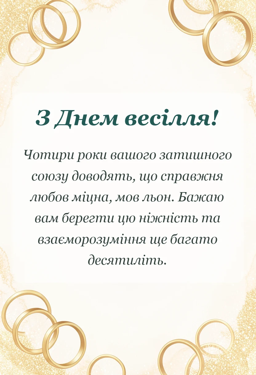 вітальна листівка - привітання традиції ідеї святкування лляне весілля