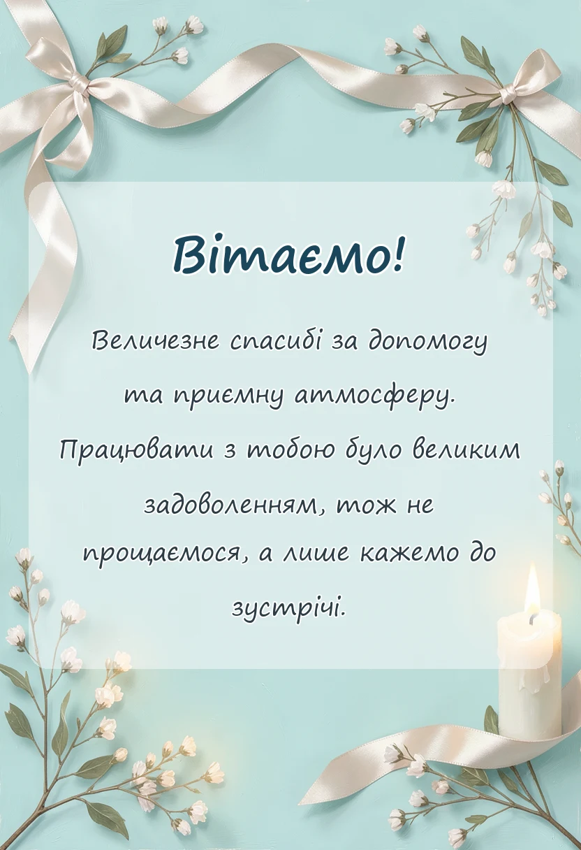 вітальна листівка - подяка за роботу при звільненні