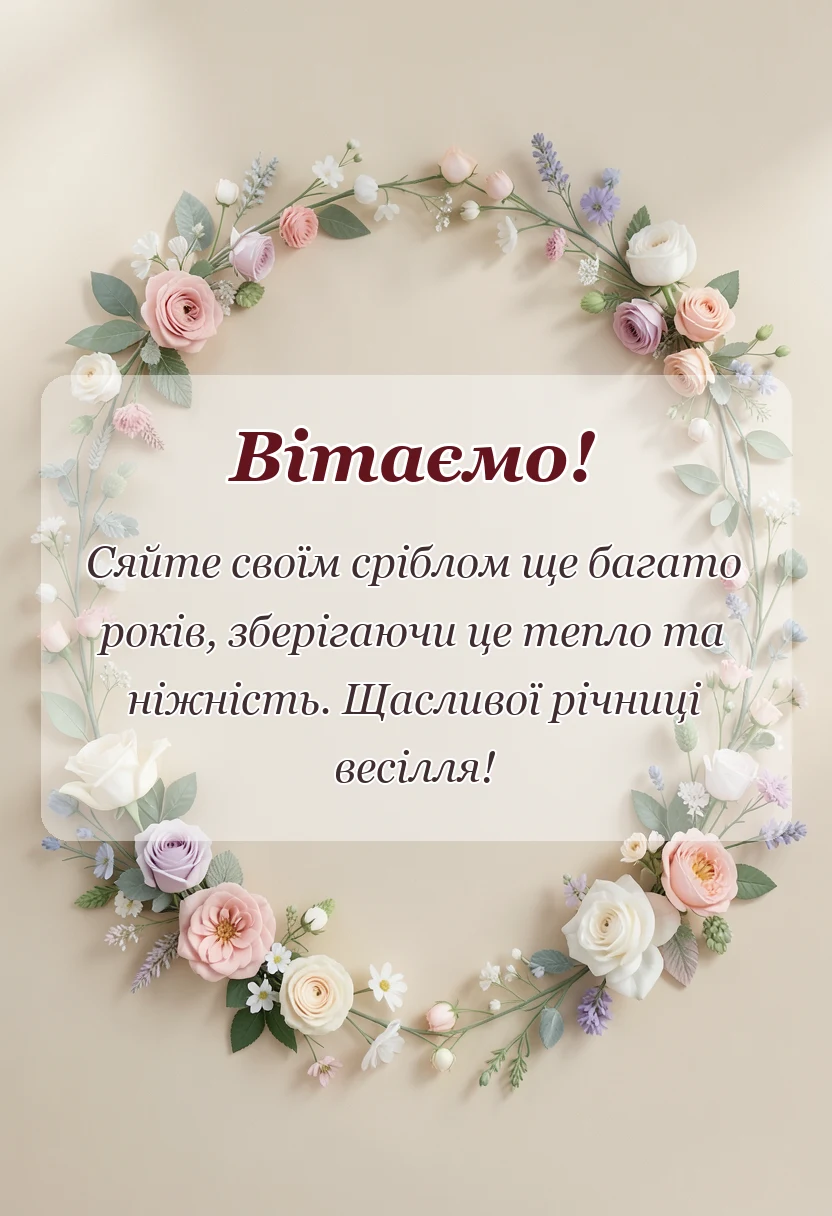 святкова картинка: привітання з 25 років весілля