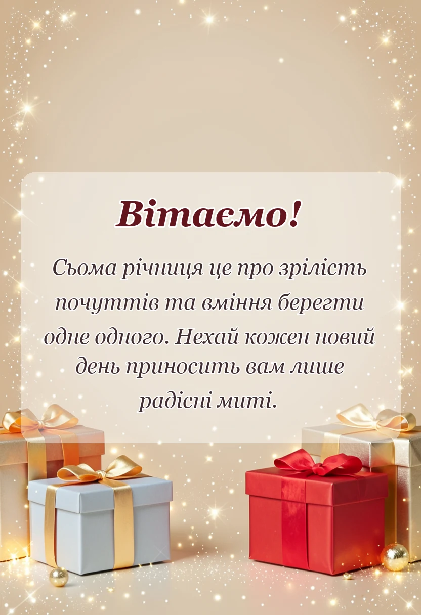вітальна листівка - привітання з весіллям 7 років