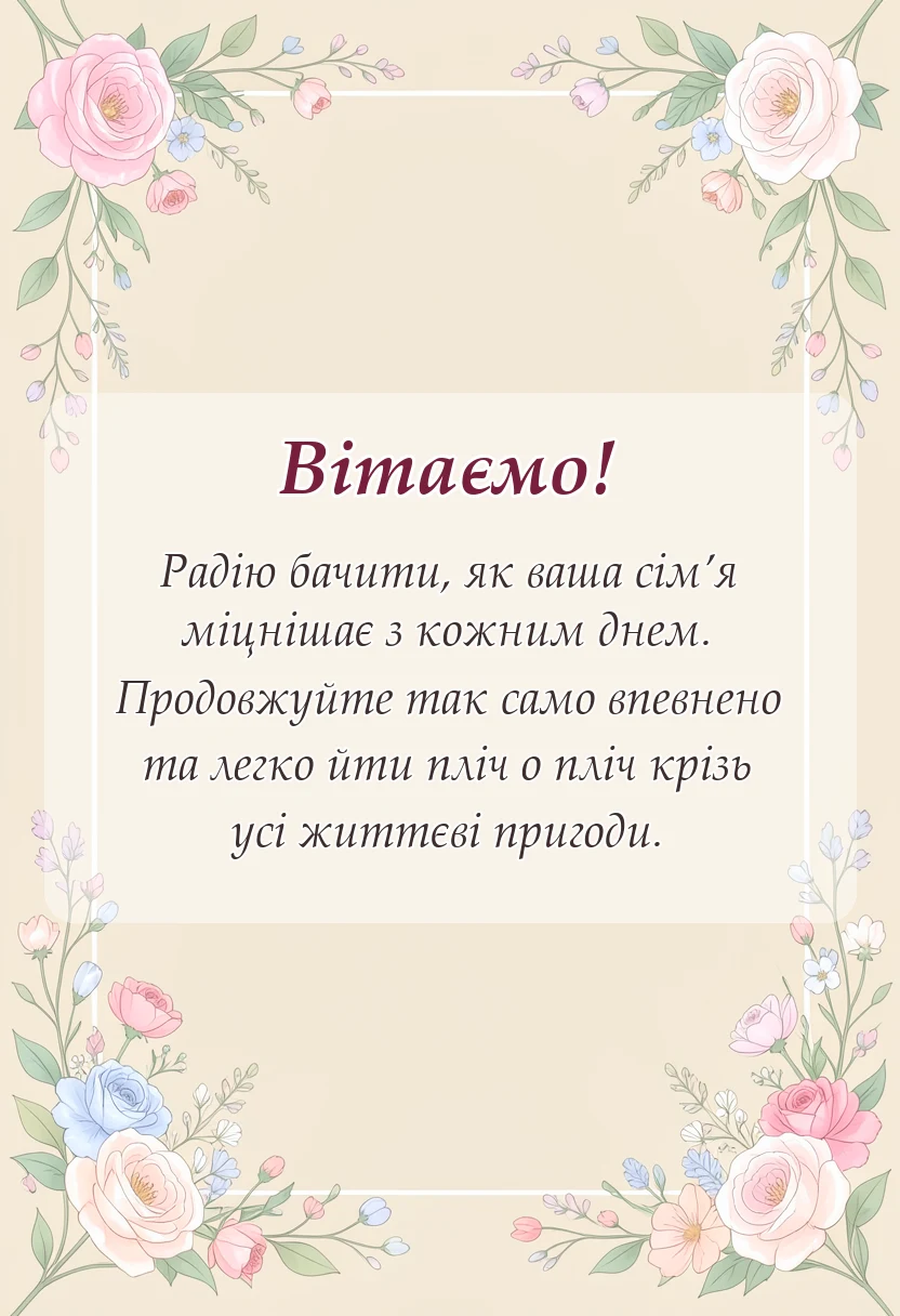 листівка з побажанням - привітання з роком весілля своїми словами