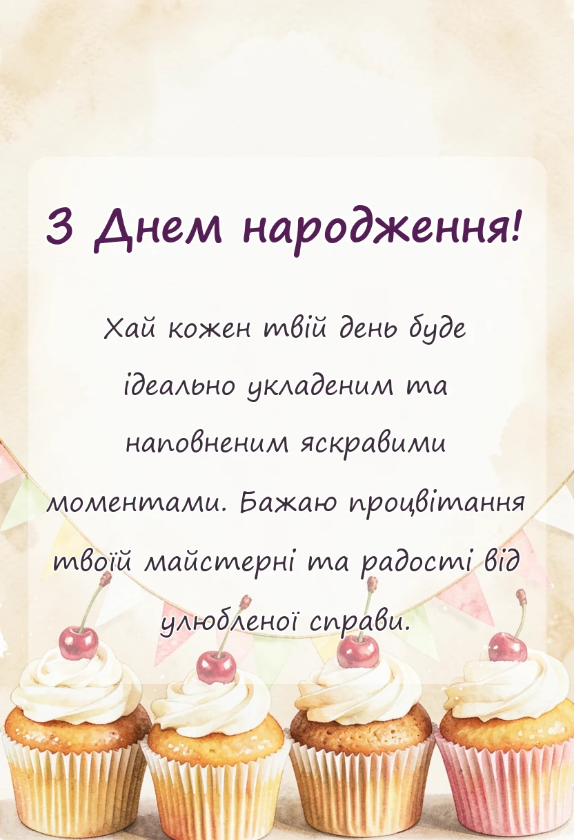 листівка з побажанням - привітання перукаря з днем народження
