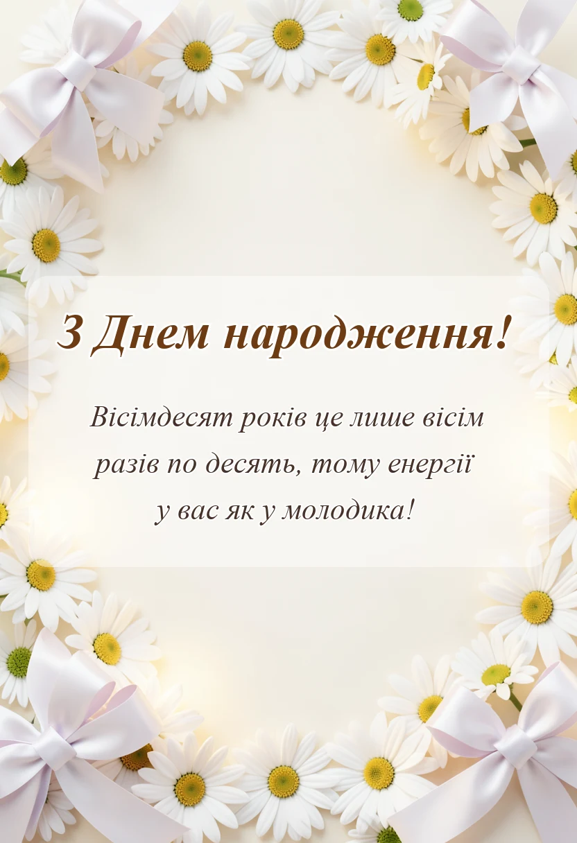 вітальна листівка - прикольні привітання з ювілеєм вісімдесят років