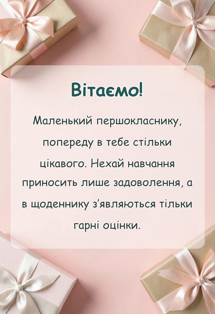 листівка з побажанням - віршовані привітання для першокласників