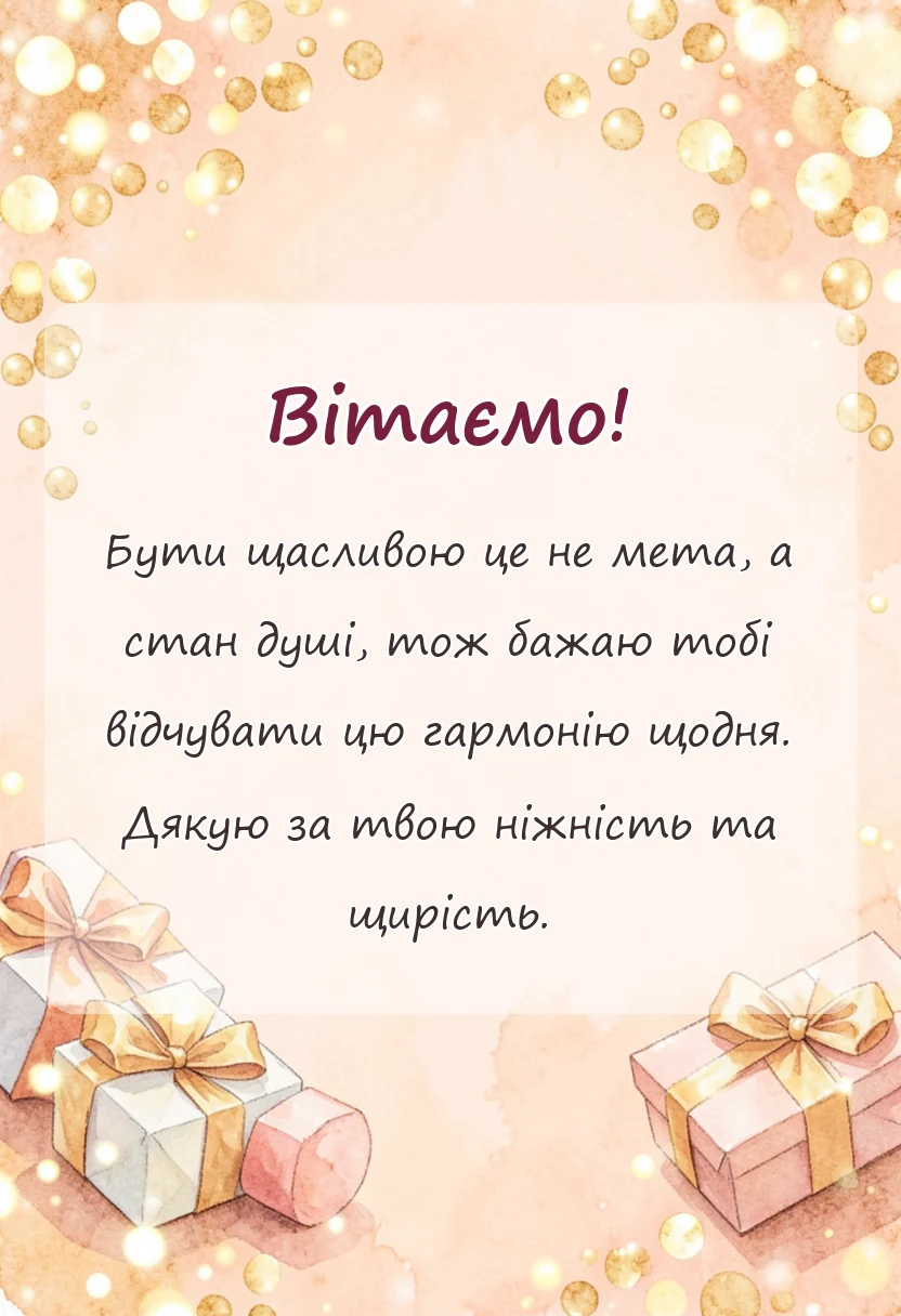 унікальна листівка - привітання з днем жіночого щастя