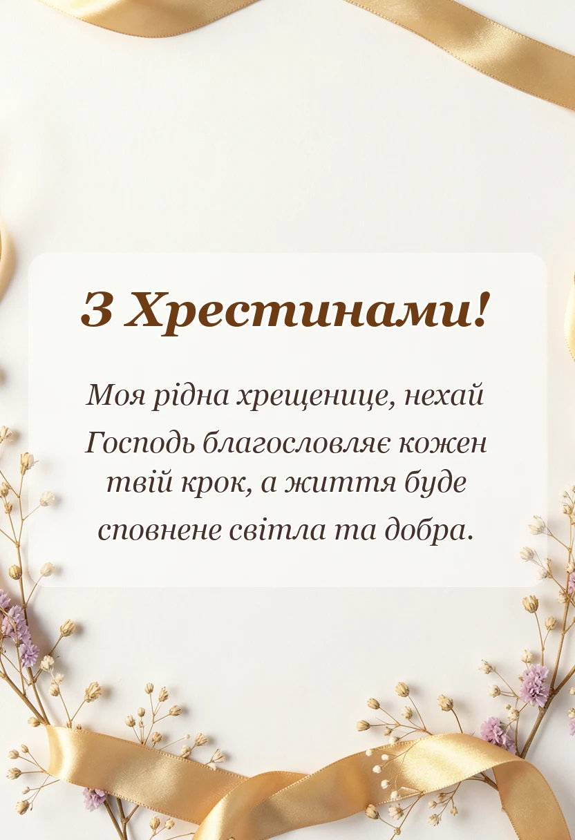 святкова картинка: привітання з хрестинами від хресної мами
