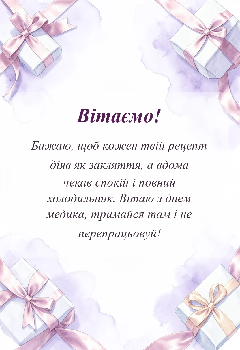 вітальна листівка - прикольні привітання з днем медика