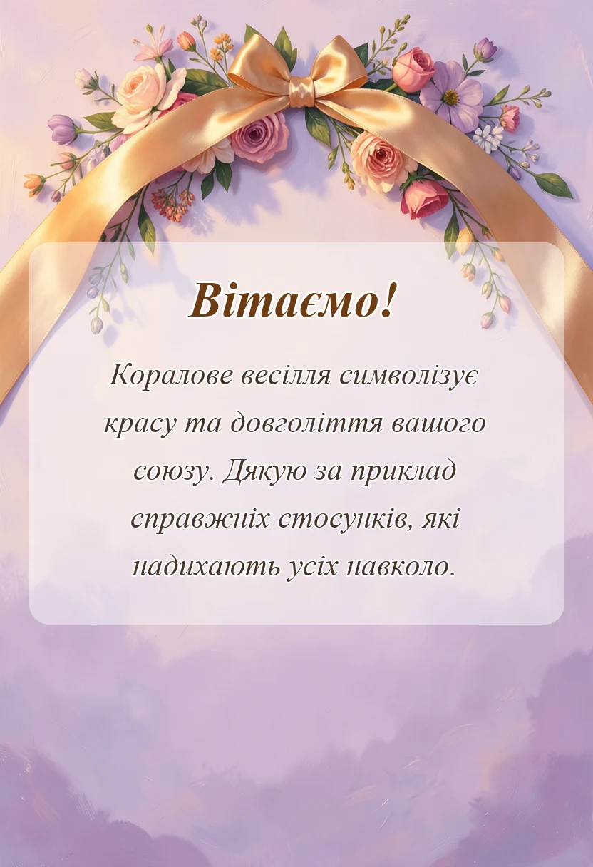 листівка з побажанням - картинки з кораловим весіллям своїми словами