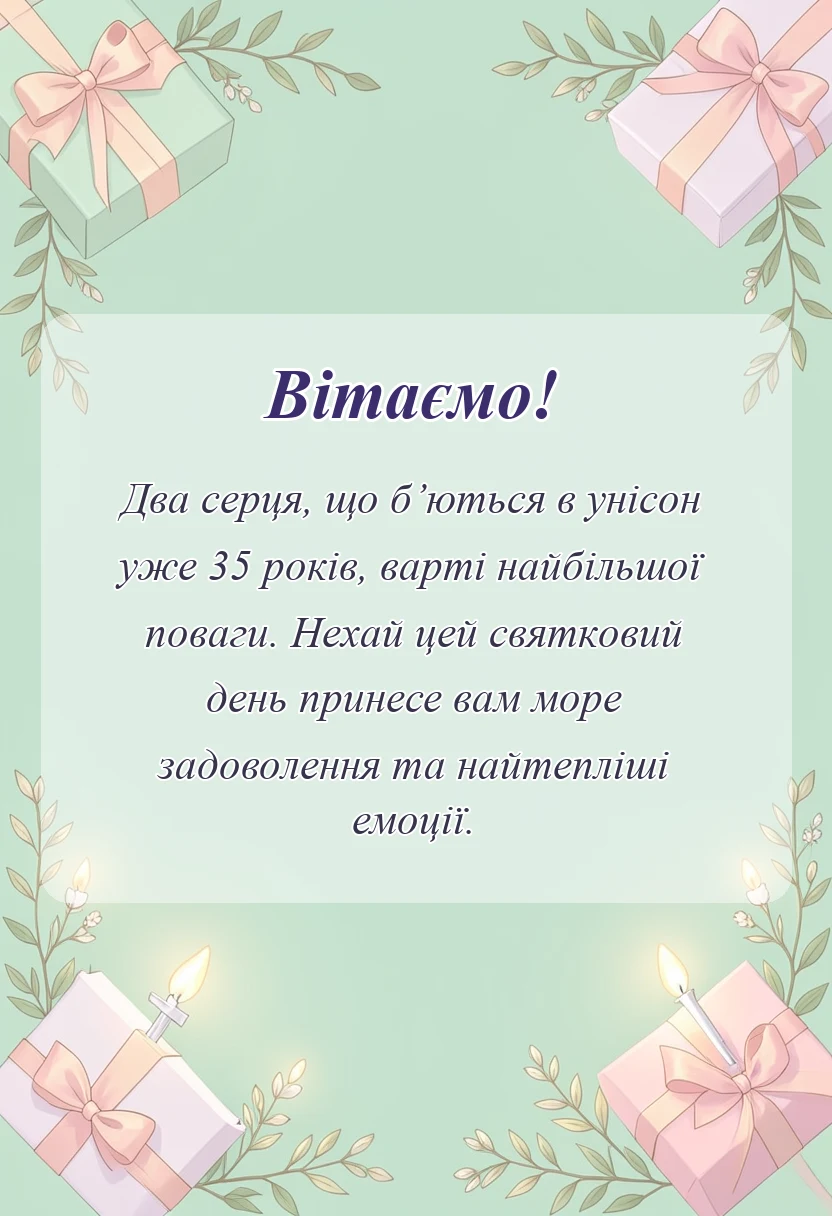 красива листівка: привітання з кораловим весіллям своїми словами