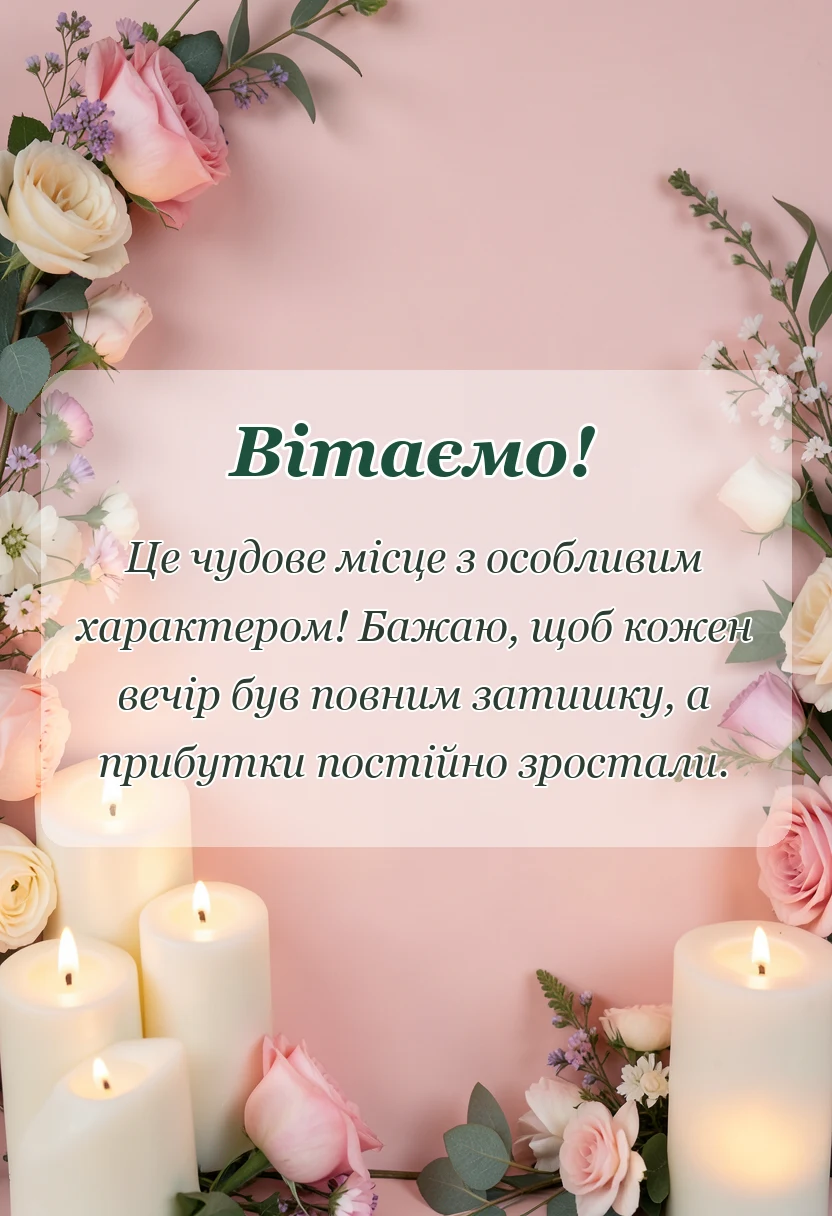 унікальна листівка - привітання з відкриттям ресторану
