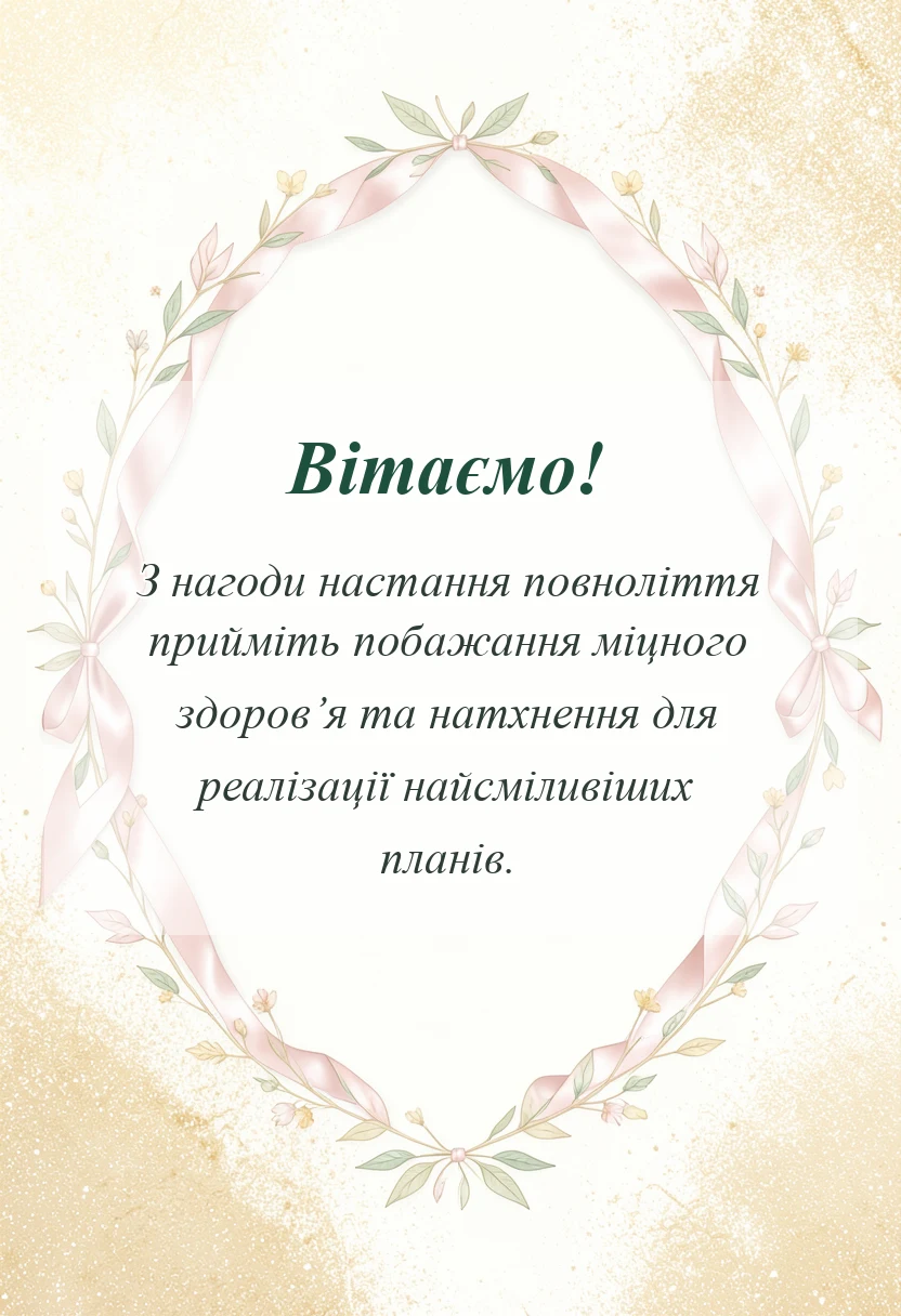 вітальна листівка - привітання з днем народження 18 років хлопчику
