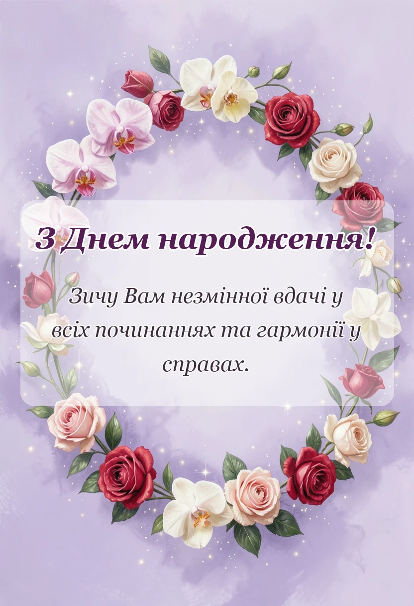 вітальна листівка - привітання з днем народження красиві слова