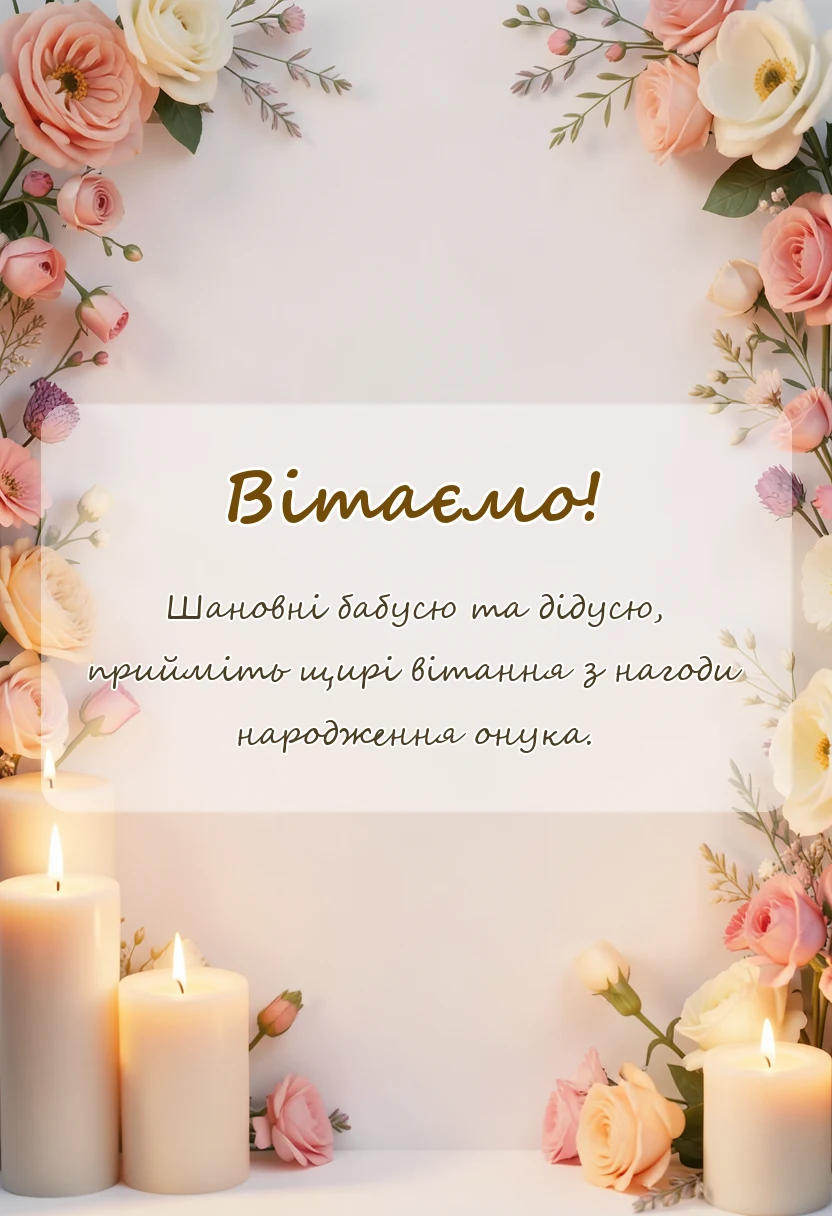 листівка з побажанням - привітання з народженням онука для бабусі і дідуся