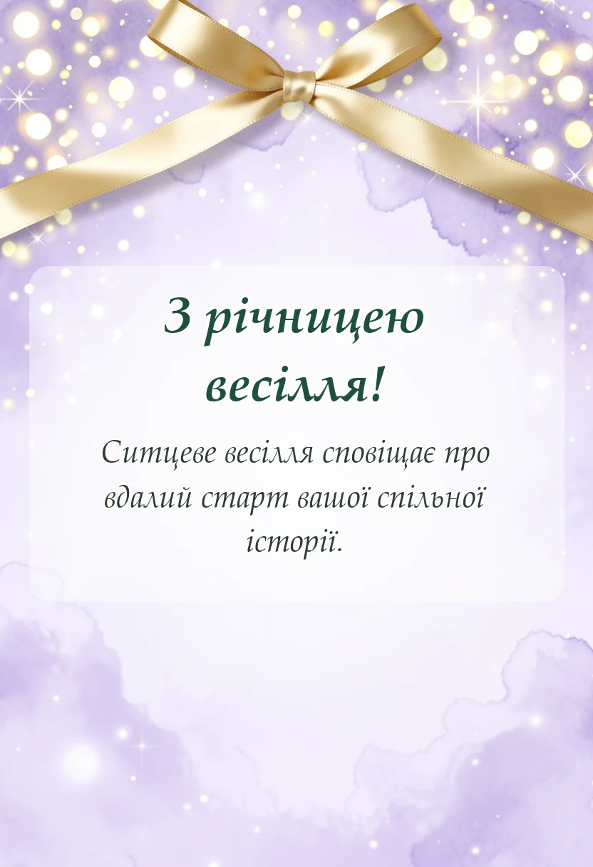 унікальна листівка - привітання з першою річницею весілля
