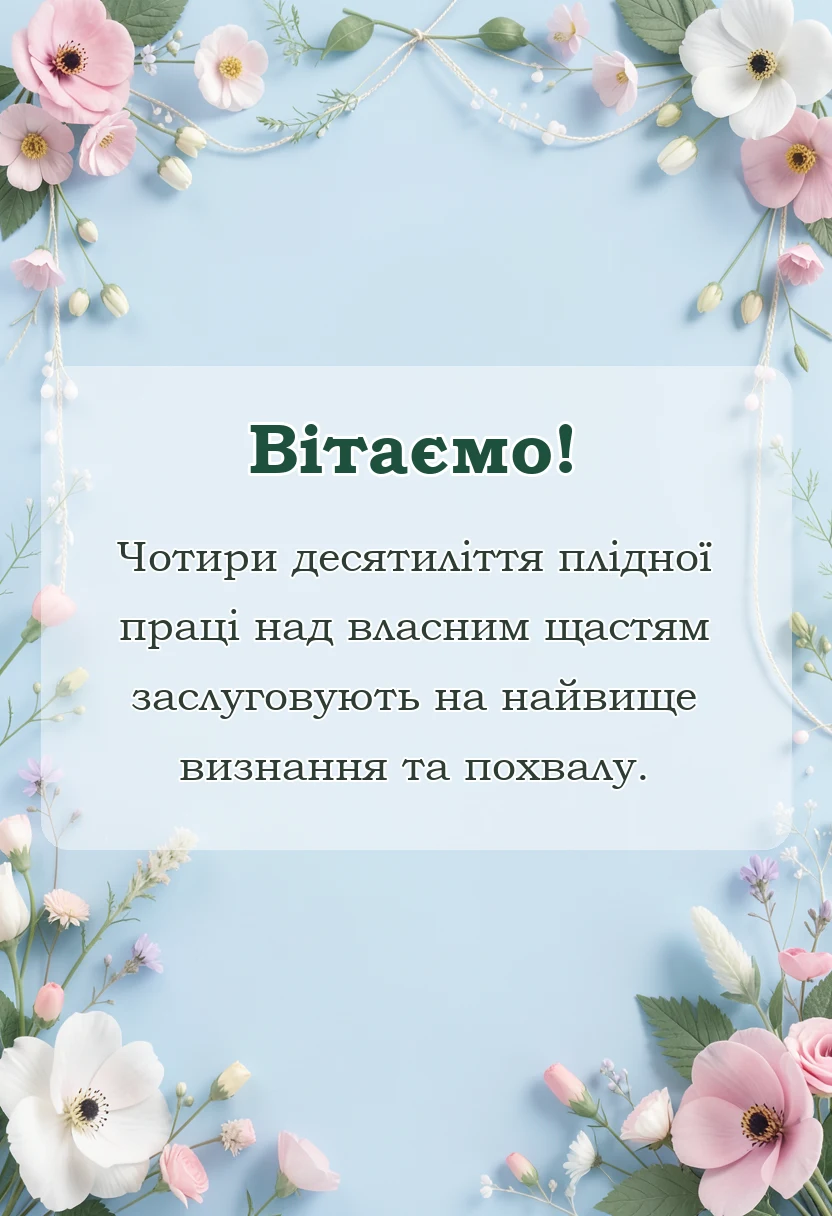 святкова картинка: привітання з річницею весілля 40 років