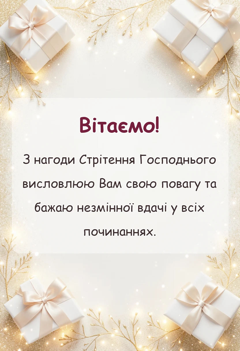 вітальна листівка - привітання з стрітенням