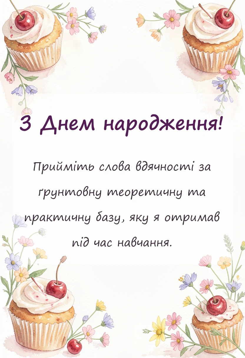 вітальна листівка - слова подяки автошколі