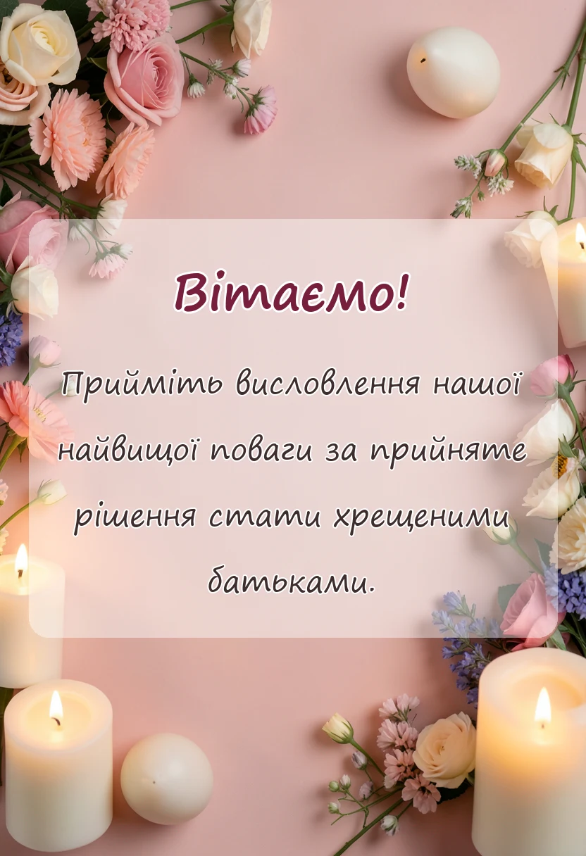 святкова картинка: подяка батькам за хрещення дитини