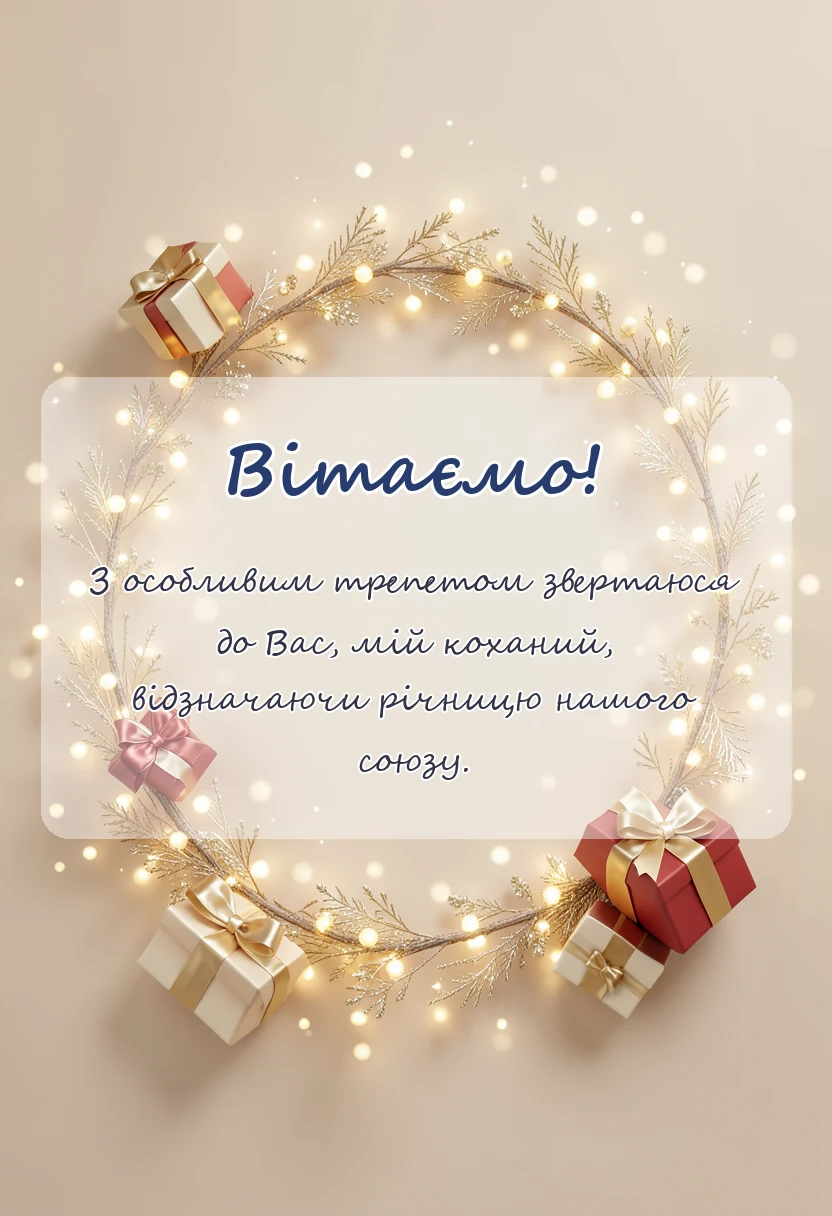 листівка з побажанням - привітання з днем весілля чоловіку