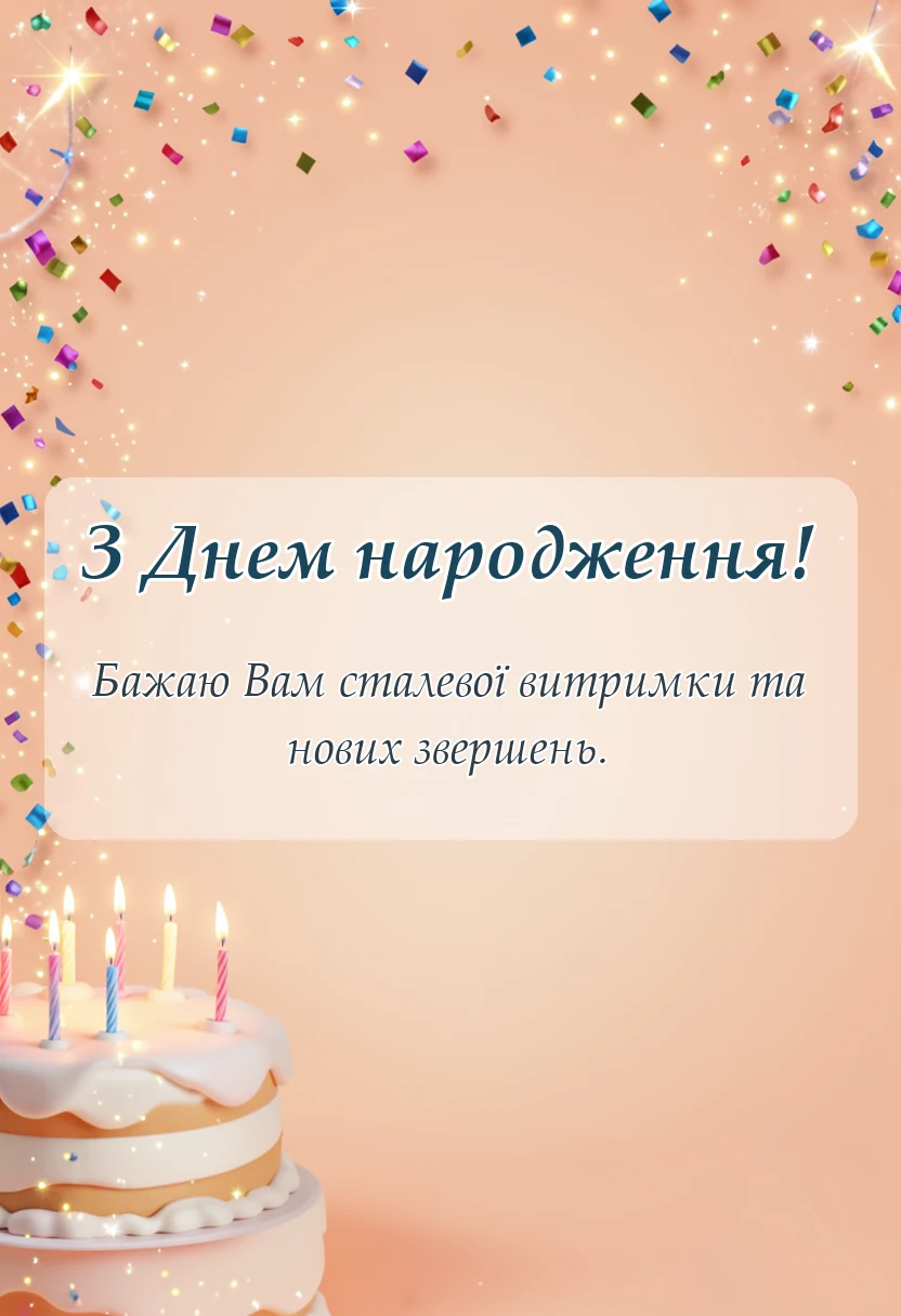 листівка з побажанням - привітання з днем народження своїми словами знайомому