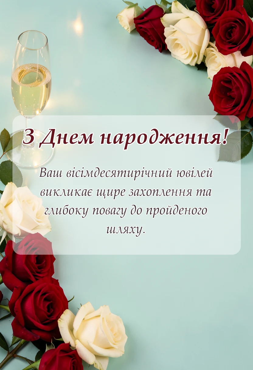 вітальна листівка - прикольні привітання з ювілеєм вісімдесят років