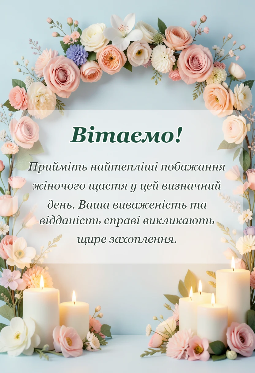 красива листівка: привітання з днем жіночого щастя