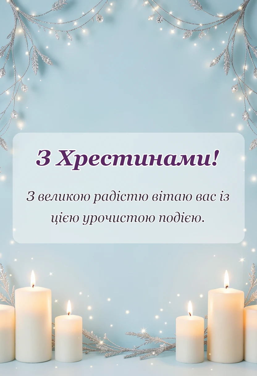 унікальна листівка - привітання з хрестинами від хресної мами