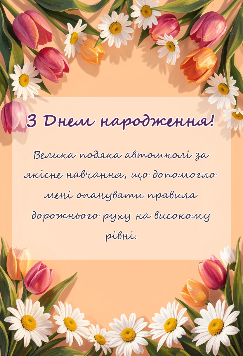 красива листівка: слова подяки автошколі