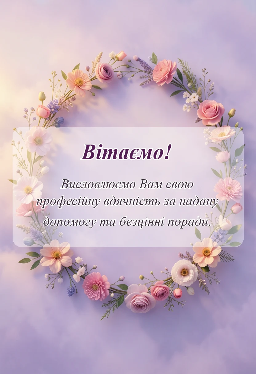 листівка з побажанням - гарні слова подяки за допомогу