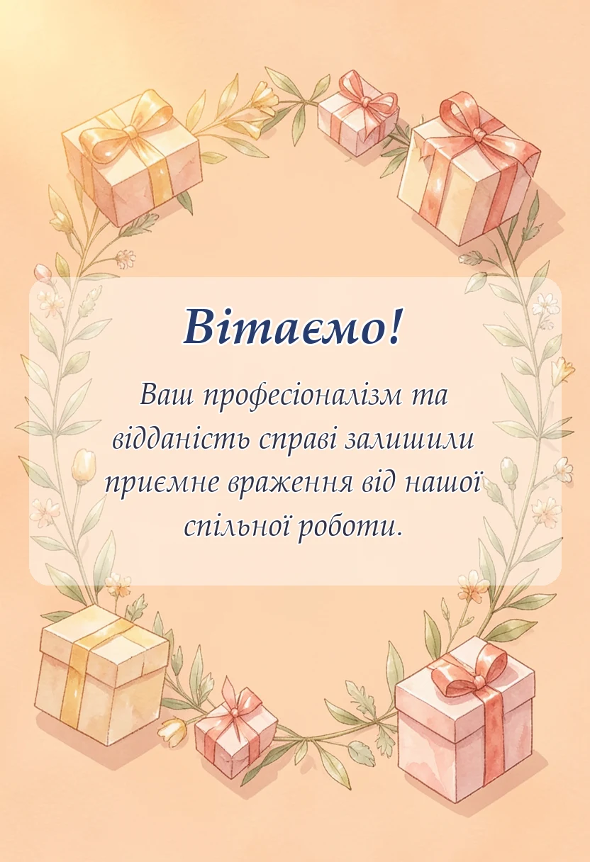 листівка з побажанням - подяка за роботу при звільненні