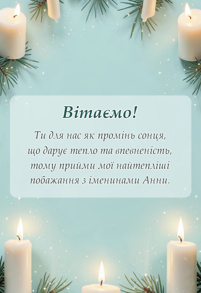 вітальна листівка - привітання з днем ангела анни