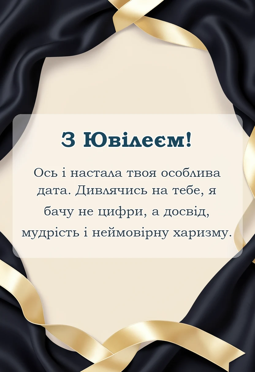унікальна листівка - гарні вітання з ювілеєм