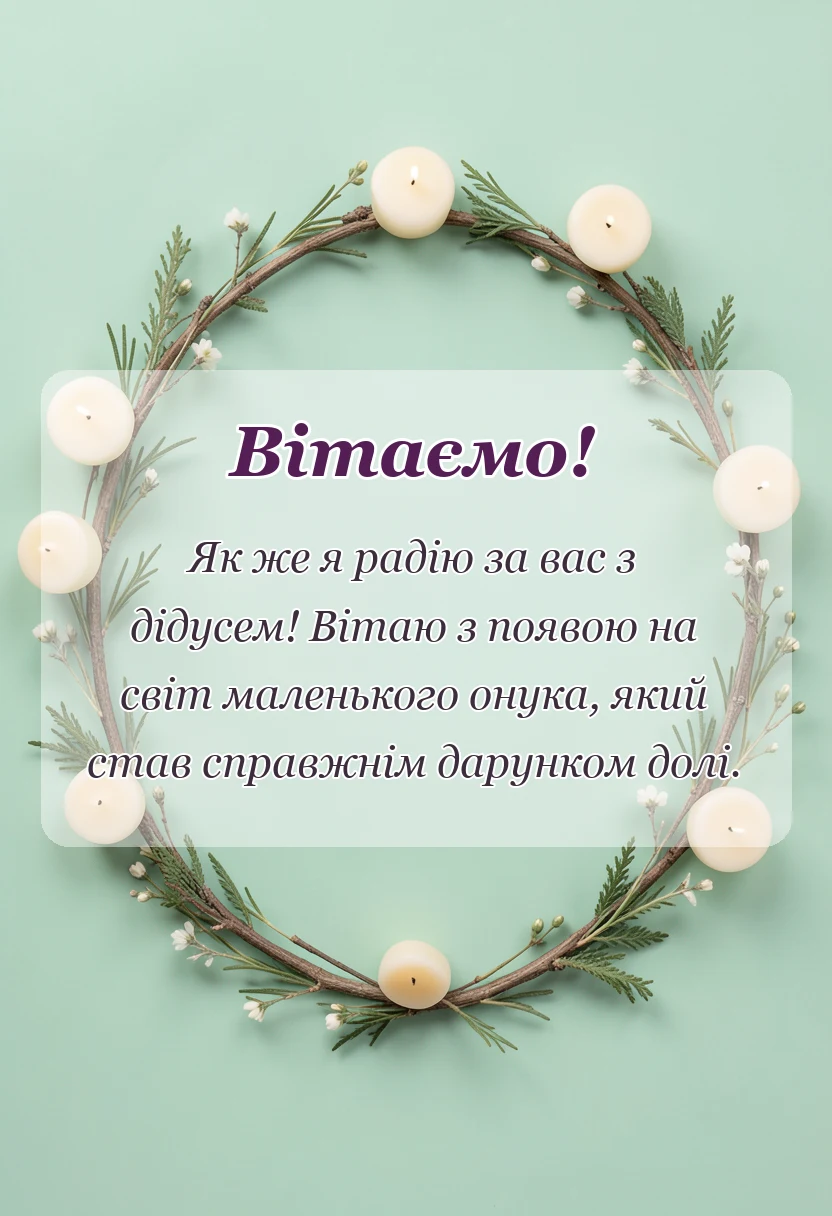 красива листівка: привітання з народженням онука для бабусі і дідуся