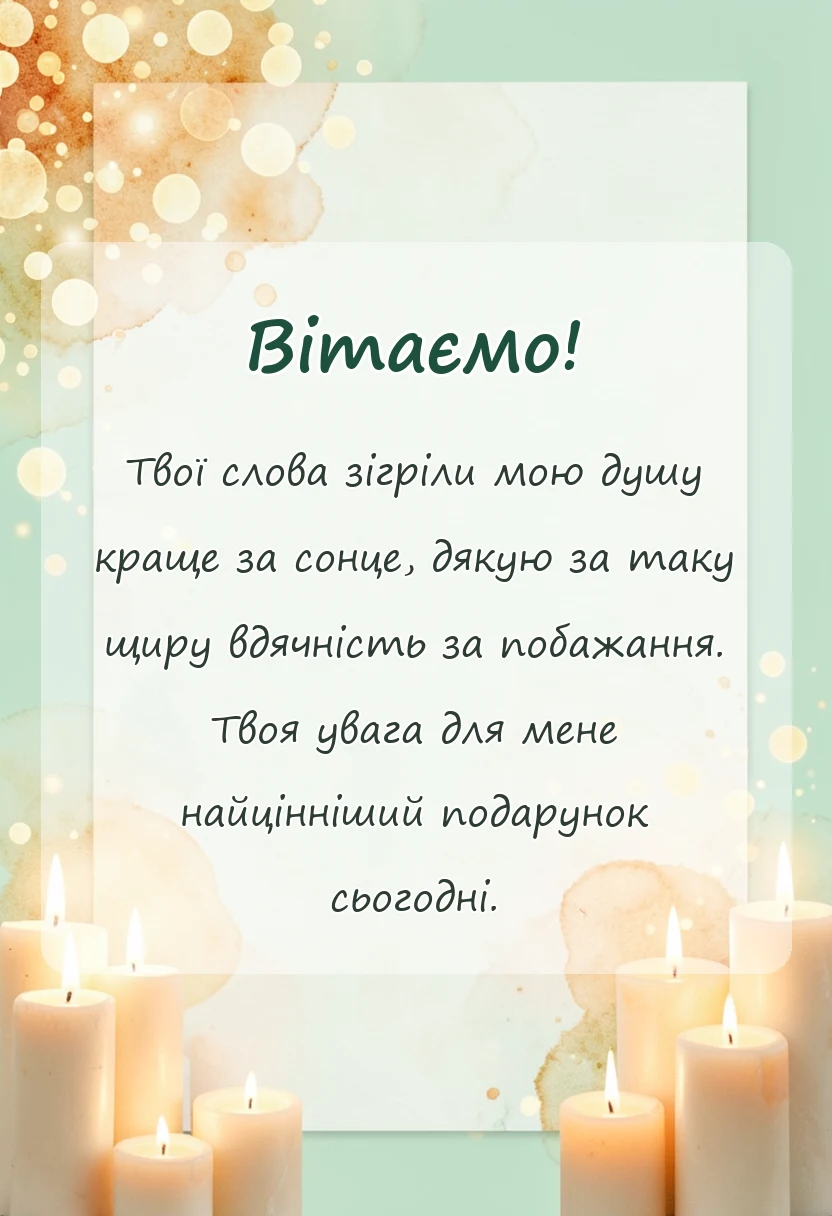 красива листівка: слова подяки подяка за вітання