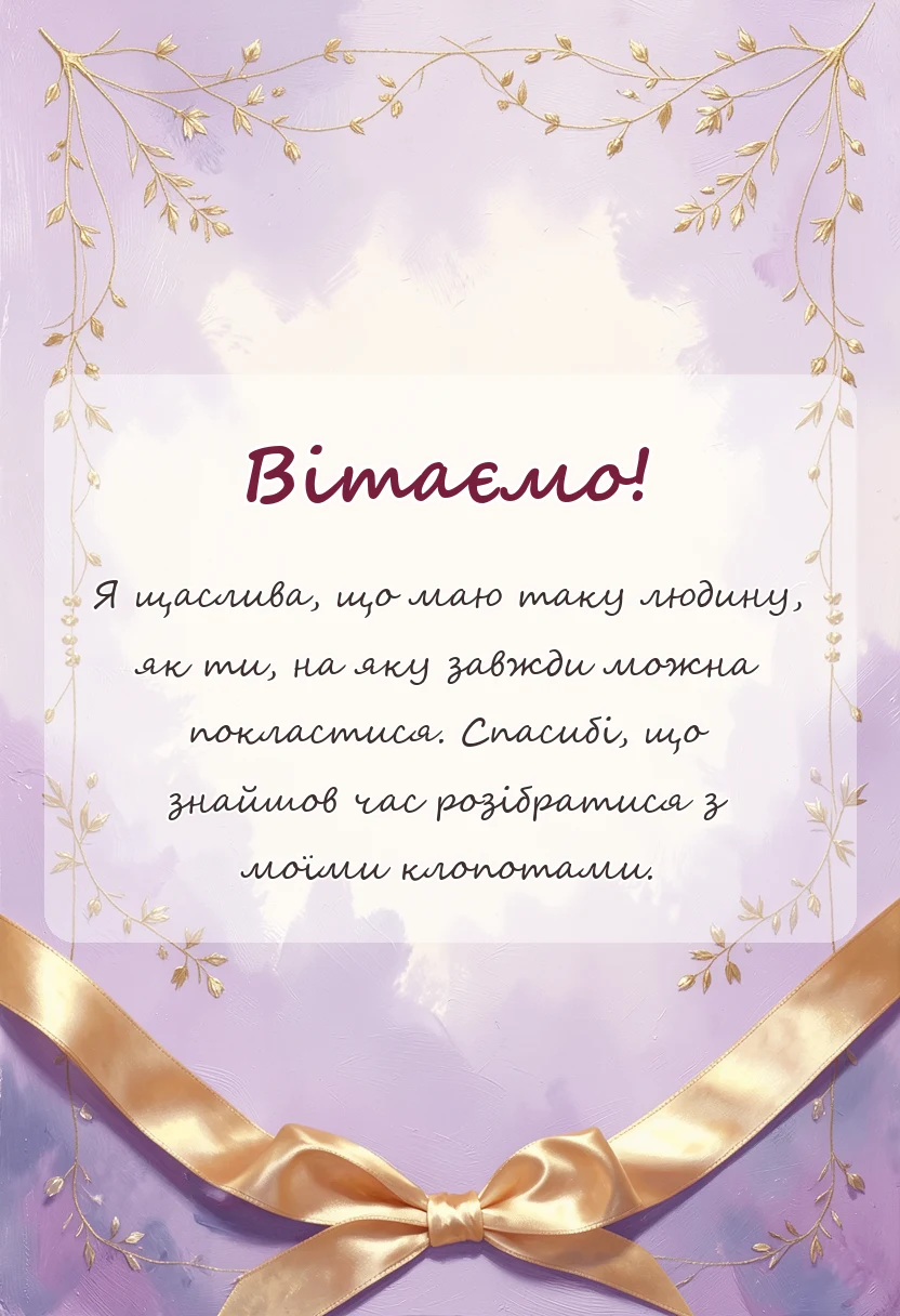 вітальна листівка - гарні слова подяки за допомогу