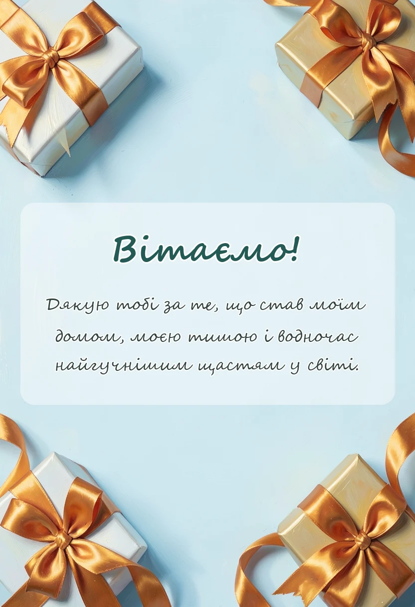 листівка з побажанням - привітання з днем весілля чоловіку