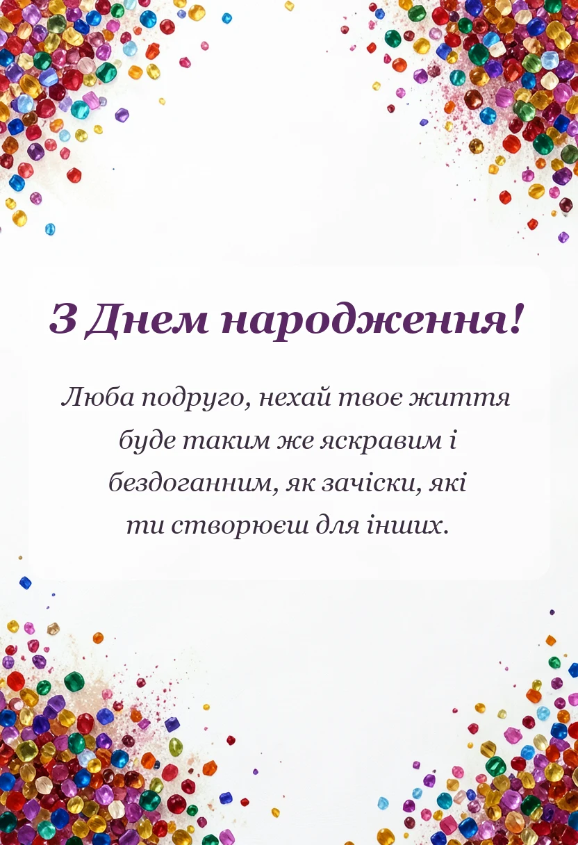 листівка з побажанням - привітання перукаря з днем народження