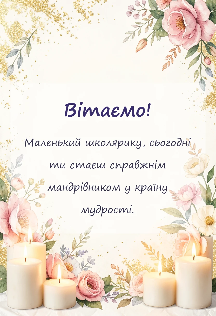 листівка з побажанням - віршовані привітання для першокласників