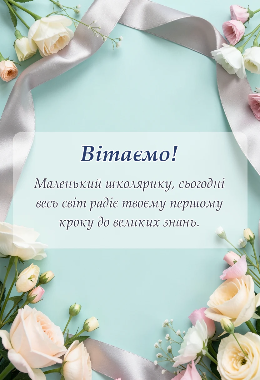 красива листівка: гарні привітання з днем знань для першокласників