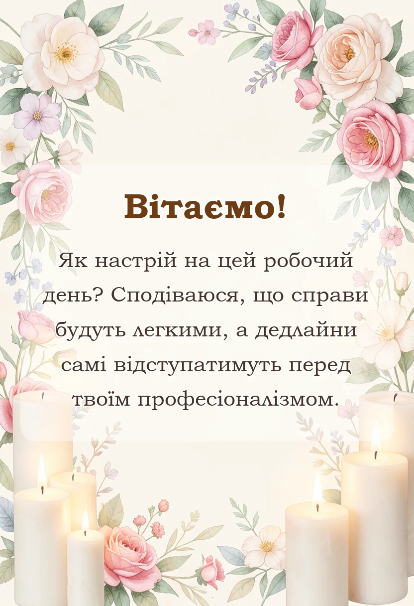 красива листівка: побажання легкої роботи