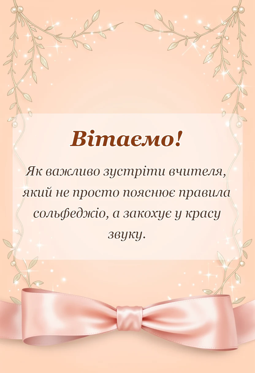 листівка з побажанням - подяка вчителю музики своїми словами