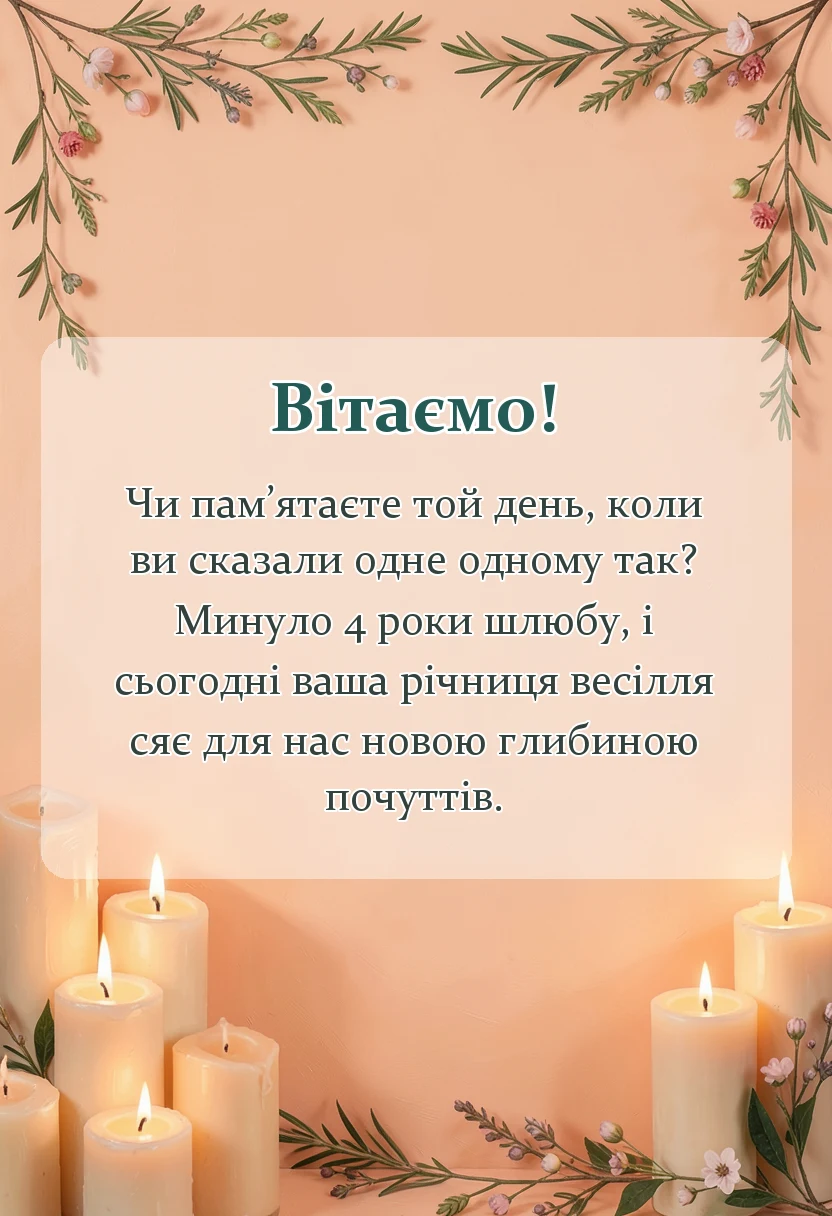 унікальна листівка - привітання з роком весілля від батьків