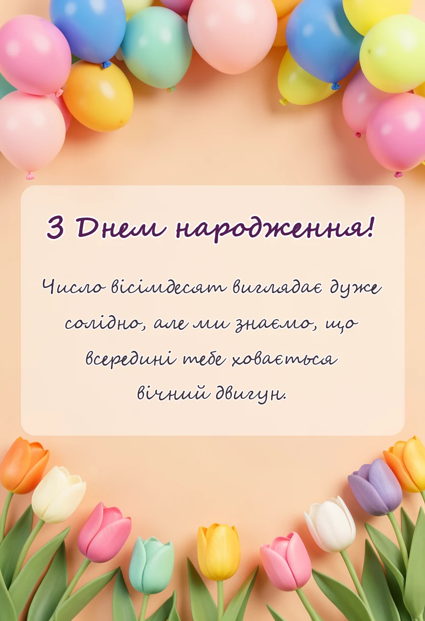 вітальна листівка - прикольні привітання з ювілеєм вісімдесят років