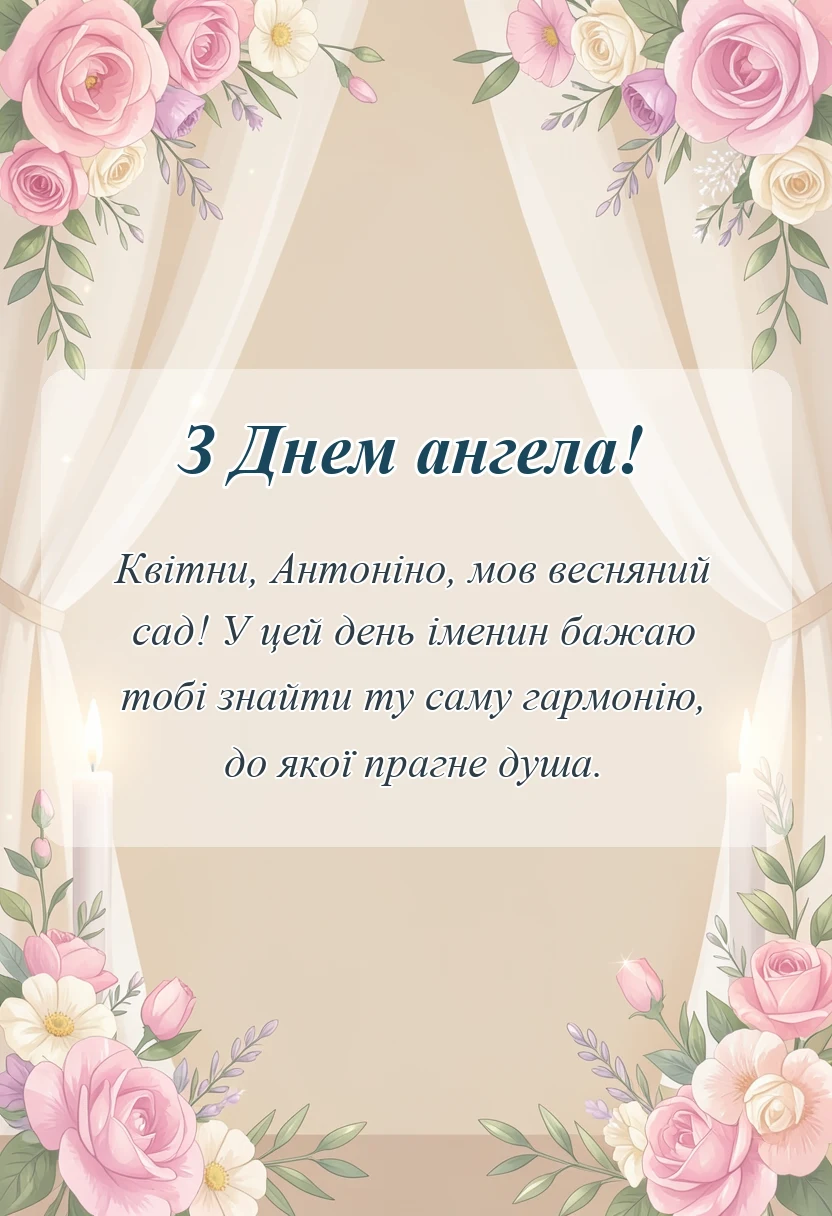 красива листівка: день ангела антоніни